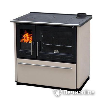 Отопительно-варочная печь Plamen 850 Glas крем труба справа в Костроме