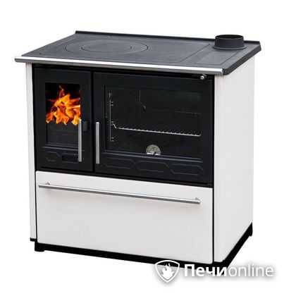 Отопительная печь Plamen 850 Glas белая труба справа в Костроме