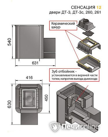Дровяные печи-каменки Везувий Сенсация 12 Антрацит (ДТ-3С) в Костроме