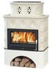 Печь-камин ABX Karelie (10кВт в воду), белый цоколь, перламутр