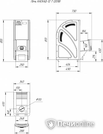 Дровяная банная печь Теплодар Каскад-12 Т (2018) в Костроме