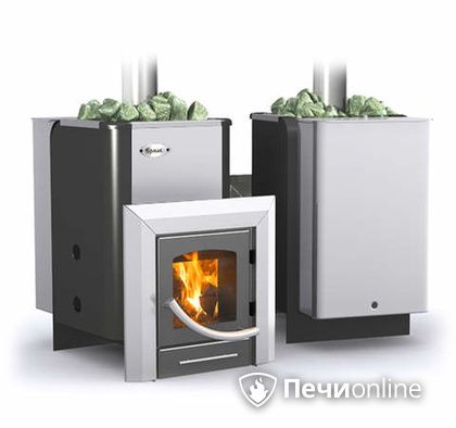 Дровяная банная печь Ермак Элит 16-ПС стекло нержавеющая сталь регулируемый тоннель в Костроме