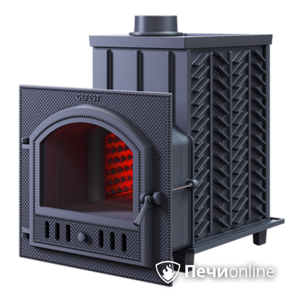 Дровяная банная печь Гефест ЗК-30 (П) чугунная дверца со панорамным стеклом закрытая каменка в Костроме