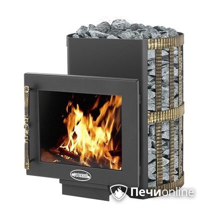 Дровяная банная печь Везувий Скиф Ковка 16 Панорама в Костроме