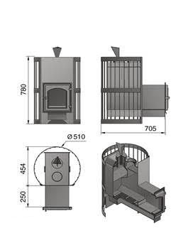 Дровяная банная печь Везувий Скиф Стандарт (ДТ-4С) с парогенератором в Костроме