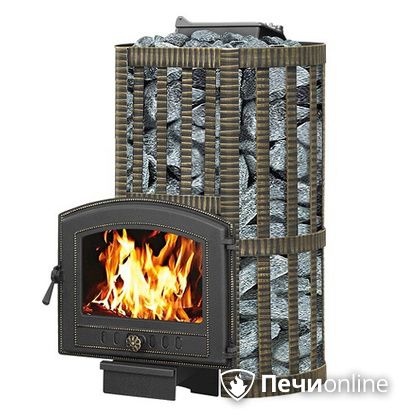 Дровяные печи-каменки Везувий Ураган Ковка 22 (224) с закрытой каменкой чугун в Костроме