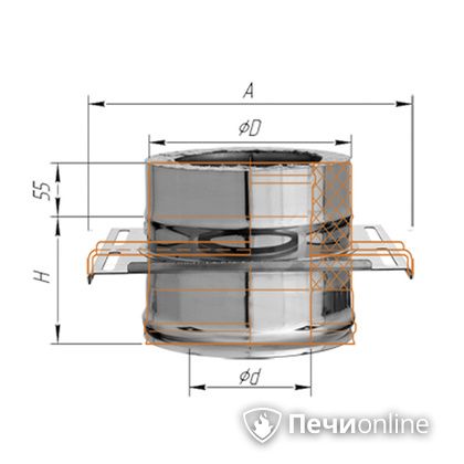 Дымоход Феррум Площадка монтажная  d-150/210 по воде в Костроме