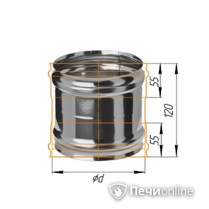 Дымоход Феррум Адаптер ММ для печи нержавеющий 08 d-115 в Костроме