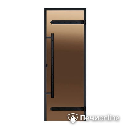 Дверь для бани Harvia Стеклянная дверь для сауны LEGEND 7/19 черная коробка сосна бронза  D71901МL в Костроме