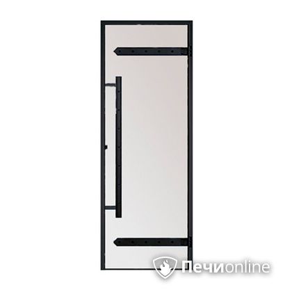 Дверь для бани Harvia Стеклянная дверь для сауны LEGEND 7/19 черная коробка сосна сатин D71905МL в Костроме